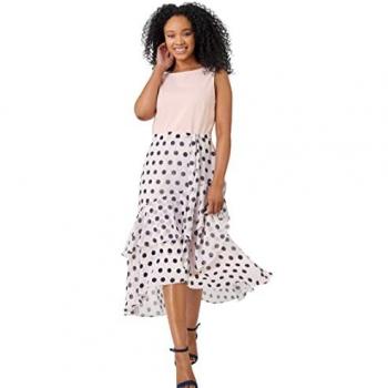Roman Petite Women's Sleeveless Chiffon Midi Dress