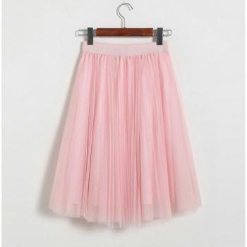 Falda Midi Plisada de Tul para Mujer