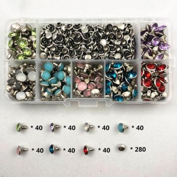 YORANYO 280 Sets 8MM Multi Color Acrylic Rivets Silver Plated for DIY Leather Craft