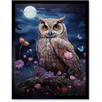 Owl Over Wildflower Field