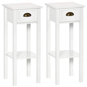 Lot de 2 Tables d'appoint modernes avec tiroir et étagère