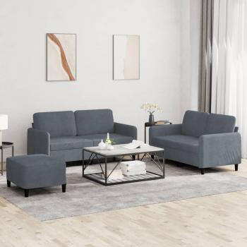 Set de Sofás Cinza Escuro em Veludo – 3 Unidades