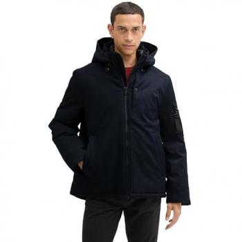 Tom Tailor Gepolsterte Jacke mit abnehmbarer Kapuze in Jeansoptik, Größe XXXL