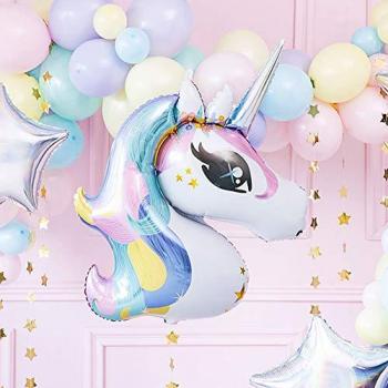 Einhorn Folienballon 90cm, weiß und bunt