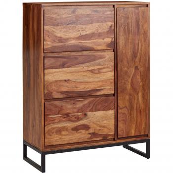 FineBuy Massivholz‑Schuhschrank 88x120x40 cm – Hochwertige Schuhaufbewahrung