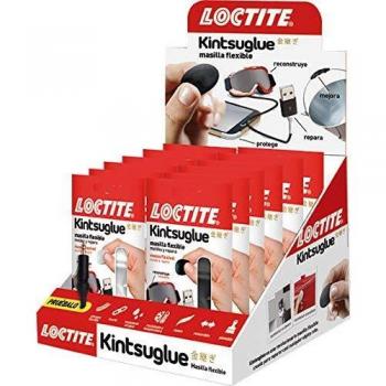 MASILLA REPARADORA LOCTITE KINTSU GLUE EXPOSITOR 16 UNIDADES 8 BLANCAS Y 8 NEGRAS