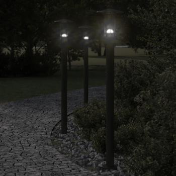 Lámparas de suelo 3 uds acero inoxidable negro 100 cm