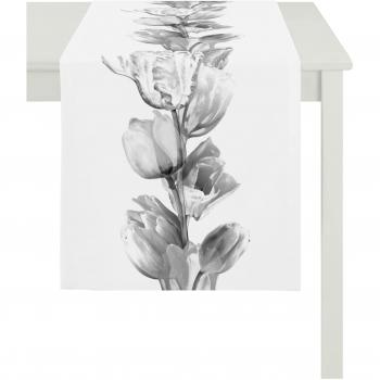 Grau-Tulpen-Textil-Tischdeko