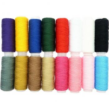 16Pcs 100% Polyester Sewing Thread for Jeans and Coats