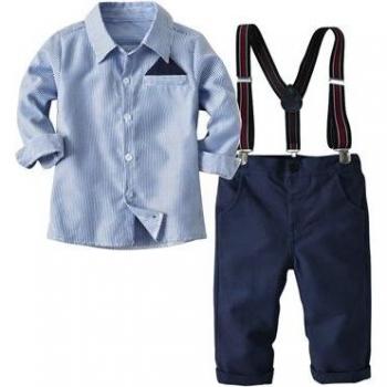 Gestreiftes Langarmshirt und Hosenträgerhose für Jungen 2-7 Jahre