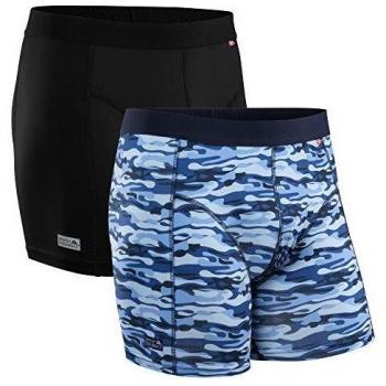 DANISH ENDURANCE Bóxer Deportivo Doble Pack (1 x Negro, 1 x Azul Camuflaje)