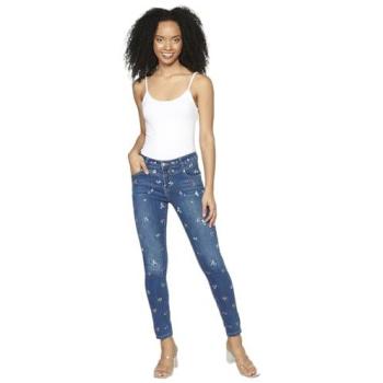 Jeans Slim Largo con Estampado Floral Femenino