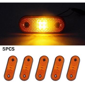 5Pcs 12V/24V External Amber Marker Lights
