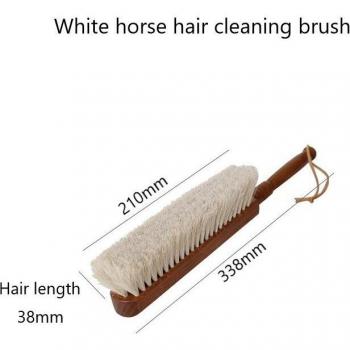 Cepillo de limpieza de mango largo, 1 unidad, 80% madera, pelo de caballo blanco