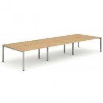 Evolve B2B Silver Frame Bench Desk 1400 Beech (6 Pod)
