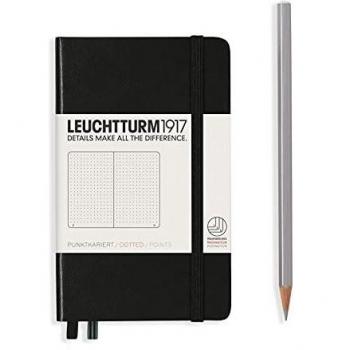 LEUCHTTURM1917 (333915) Notebook Pocket (A6), Hardcover, 187 Numbered Page, Dotted, Black