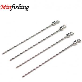 25/50 PCS Stainless Steel Earthworm Hook Needle with Ball Bearing Long Rolling Swivel Fishing Tackle