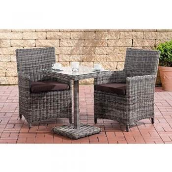 CLP 5 mm Polyrattan Set – Aluminiumgestell, 2 Sitzplätze & Tisch