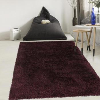 Tapis Violet Shaggy MALAIDORY – 160 cm × 230 cm – Poils Longs – Fait à la Main