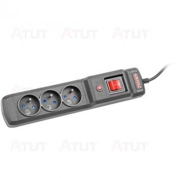 Multiprise de protection M3, 3 prises, 1,5 mètre, couleur noire