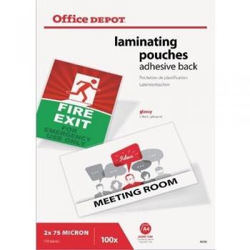 Adhesive Back Glossy Laminating Pouches 2 x 75 150 Micron A4 Pack of