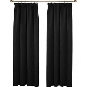 Deconovo Rideaux Occultants Thermiques Lot de 2 140x260cm Noir