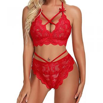 Lingerie Sexy Rouge en Dentelle pour Femmes 2XL