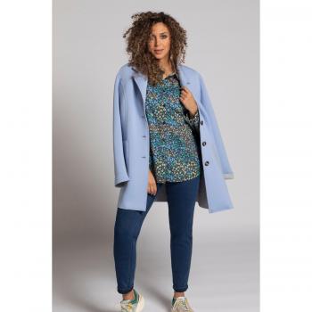 Camicetta donna maniche lunghe, fantasia floreale blu, Taglia 52/54, Cotone