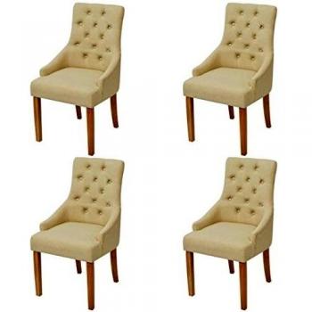 4 pcs Cream Fabric Dining Chairs