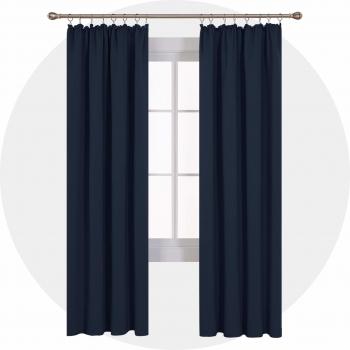 Deconovo Lärmschutz Gardine 245x140 cm Dunkelblau 2er Set