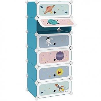 Scarpiera 12C Kids – Design Modulare in Plastica, Ante Blu Pallido – 31×81×106 cm – Organizzatore a Scomparti