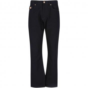 Jeans Versace dritti in denim nero con Medusa