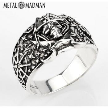 925 Sterling Silver Biker Skull Ring for Men