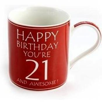 “Happy Birthday 21” Fine China Mug for the Milestone Celebration