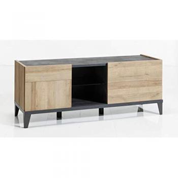 Meuble TV Design 140 cm Valentina en Bois et Béton