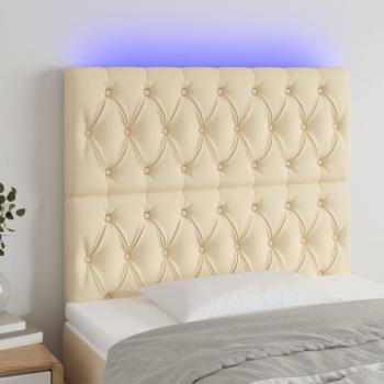 Cabecero con luces LED de tela crema 90x7x118/128 cm (con o sin mención de la marca)