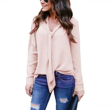 Yidarton Solid Color V-Neck Long Sleeve Women’s Top
