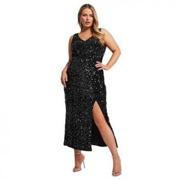 Allure Sequin Velvet Long Dress