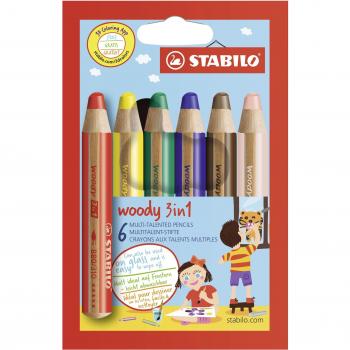 Matita StabiliWoody 3-in-1 con Astuccio di 6 Colori Assortiti