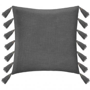 Coussin déhoussable Atmosphera gris ardoise 50 x 50 cm avec pompons