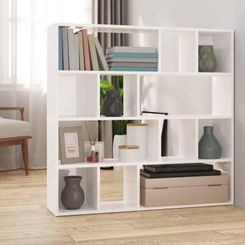 VidaXL Raumteiler Bücherregal Hochglanz-Weiß 105x24x102 cm