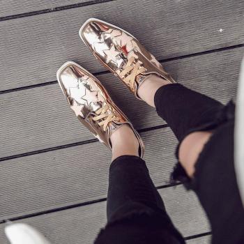 Zapatos de Mujer con Tacón Alto Cuadrado y Estrellas, Estilo Universitario, HZB-763-3