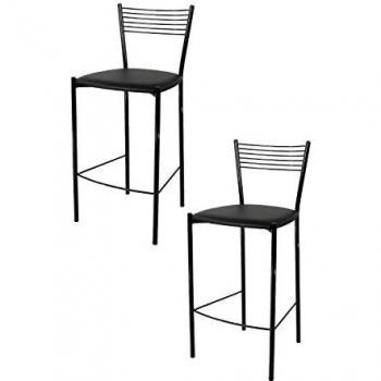 Set de 2 Tabourets de Cuisine en Cuir Artificiel Noir