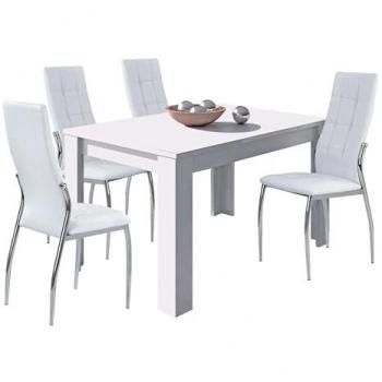 Combo Mesa Laci Extensible + 4 Sillas Color Blanco-Mate