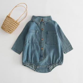 Newborn Denim Romper Long Sleeve for Baby Clothes 0-3Y