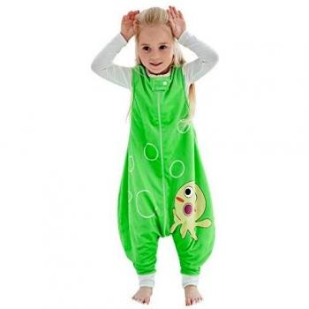 Tenue de Sommeil avec Pieds pour Bébé Fille et Garçon, Hiver Automne, Taille 1-3 Ans, Couleur Verte