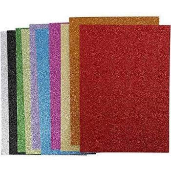 Eva Foam Glitter Sheets, A4, 2mm, Assorted Colors, Pack of 10