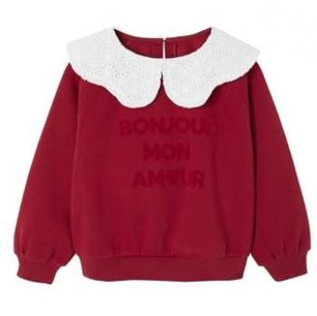 Sweat Fille Rouge avec Détails Brodés