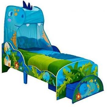 Kids Dinosaur Bed with Canopy and Storage