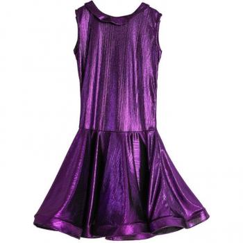 Vestido de baile para chicas con cuello redondo brillante